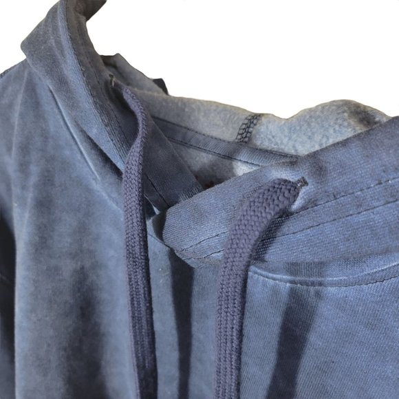 Sun + Stone Garment-Washed Fleece Hoodie Kangaroo pocket Hoodie Mens Navy Medium - Picture 7 of 8